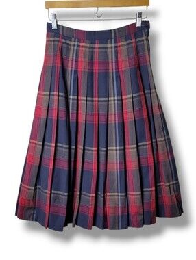 Vintage Pendleton Plaid Wool Skirt • Size 10P Pleated Preppy A-Line